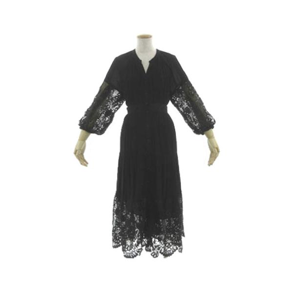 【中古】グレースクラス GRACE Class レース切替マキシワンピース 0221131172-00 羽織れるワンピ リボン 黒 36 グレースクラス GRACE Class レース切替マキシワンピース 0221131172