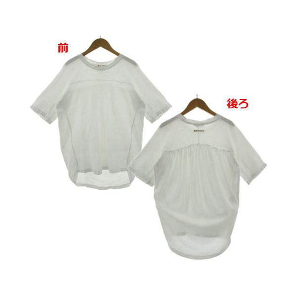 マルニ  20SS  THJE0157EX TCY68 ロゴタグバックギャザーTシャツ レディース 40 MARNI（マルニ） ロゴタグバックギャザーTシャツ THJE0157EX TCY68 五