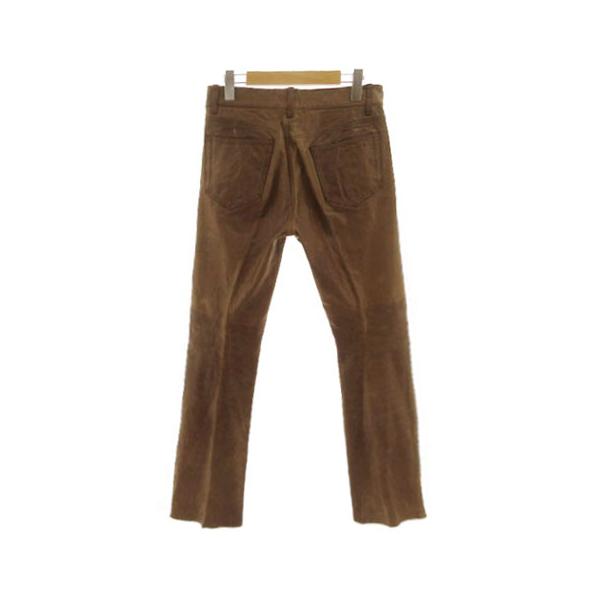 【中古】5351プールオム 5351 POUR LES HOMMES 牛革レザーパンツ 0260091045 ボタンフライ 日本製 ブラウン 茶 3 vectorpremium_155-902503020022