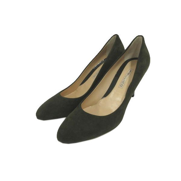 【中古】未使用品 ペリーコ PELLICO パンプス アーモンドトゥ スウェード イタリア製 グリーン系 深緑 37 レディース 未使用品 ペリーコ PELLICO パンプス アーモンドトゥ スウェード