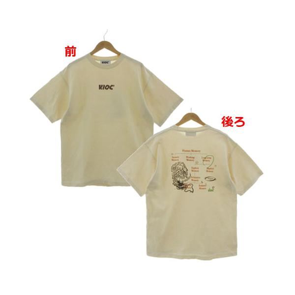 未使用品 キオク KIOC' 山下幸輝メモリーボックスTシャツ 丸首 ロゴプリント バックプリント 半袖 コットン ベージュ L メンズ
