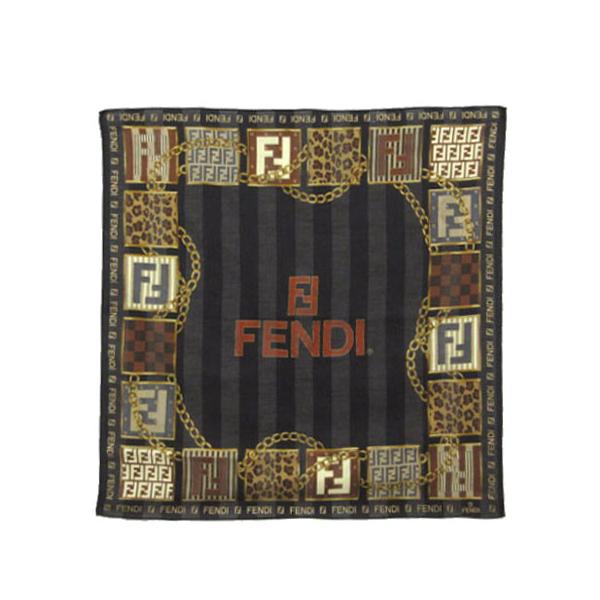 [くっきー] FENDI ズッカ柄 レオパード シルク スカーフ FENDI（フェンディ） スカーフ ズッカ柄 チェーン レオパード ヒョウ柄