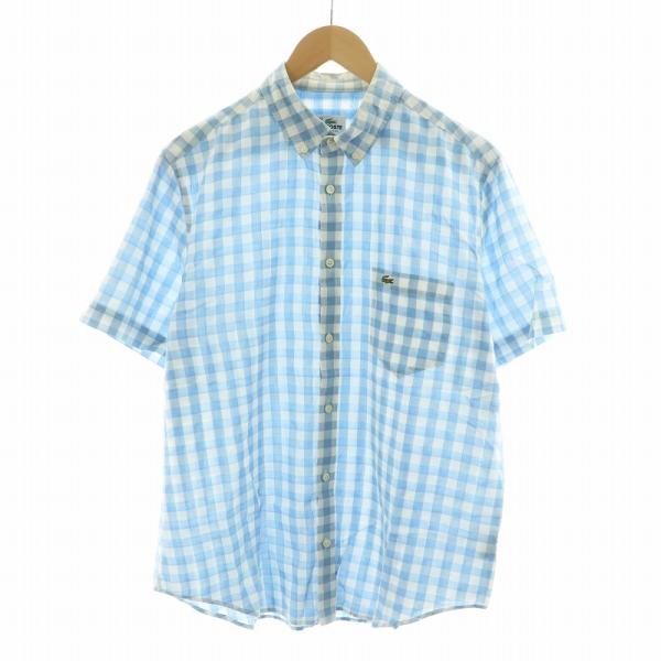 LACOSTE（ラコステ） ボタンダウンシャツ チェック 半袖 42 ライト