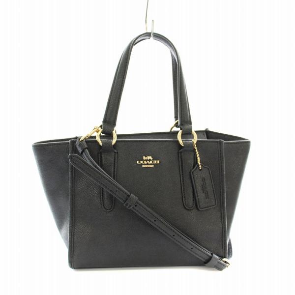 美品 コーチ レザー ショルダーバッグ ロゴ金具 スタッズ チャーム ブラック COACH コーチ ショルダーバッグ ハンドバッグ レザー ロゴ