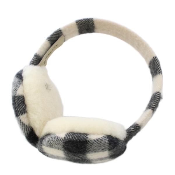 【美品】BURBERRY　バーバリー　ノバチェック　イヤーウォーマー　耳あて BURBERRY（バーバリー） イヤーマフ 耳当て チェック柄 アイボリー 黒