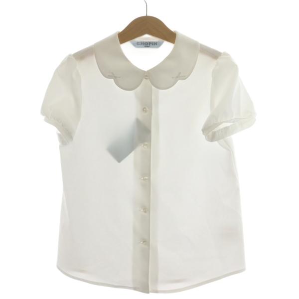 未使用品 ショパン CHOPIN シャツ ブラウス 半袖 丸襟 リボン 130 白 ホワイト 2333-2323 /AN21 ■BM キッズ【表記サイズ】130【実寸サイズ】肩幅：約28.5cm　身幅：約34cm　着丈：約49cm　袖丈：約...
