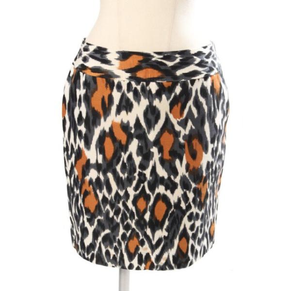 Drawer ドゥロワー レオパード ひざ丈スカート ウール シルク ヒョウ柄 Drawer ドゥロワー レオパード ひざ丈スカート ウール シルク ヒョウ柄