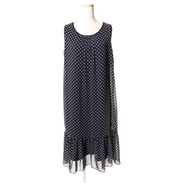 アナイ　シフォンワンピース　ピンクベージュ　ドット柄　ANAYI 36 アナイ シフォンワンピース ピンクベージュ ドット柄 ANAYI 36