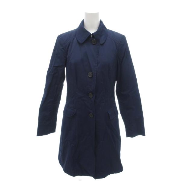 シスレー SISLEY ステンカラーコート ジャケット 40 紺 ネイビー 無地 丸襟 長袖 ミドル丈 2LW2533F7 /HW ■ECF001 レディース