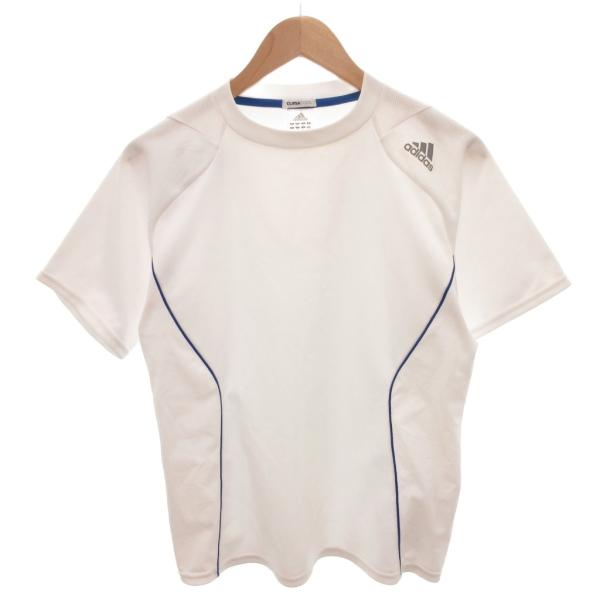 アディダス adidas Tシャツ M 白 ホワイト 無地 ラウンドネック 半袖 パイピング /SC ■ECF003 メンズ