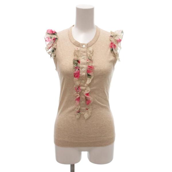 DOLCE&GABBANA カットソー ノースリーブ 絹 シルク混 36 茶 DOLCE&GABBANA（ドルチェ & ガッバーナ） ドルガバ カットソー