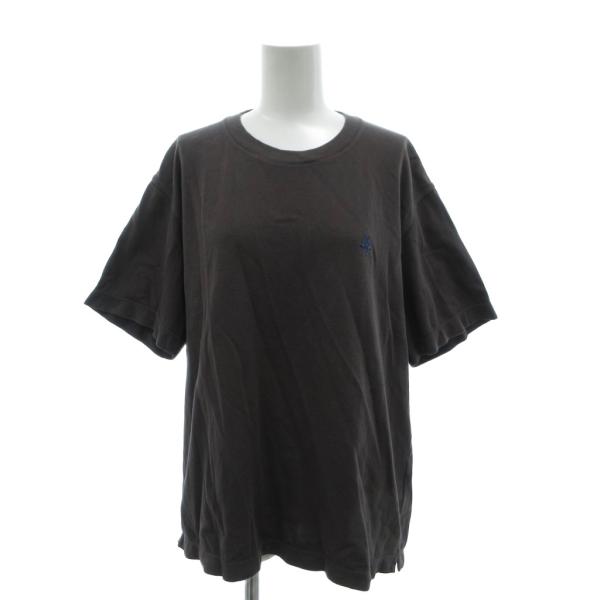 ポールスチュアート PAUL STUART 美品 Tシャツ カットソー オーバーサイズ L チャコールグレー ラウンドネック 半袖 ロゴ刺繍 /MX