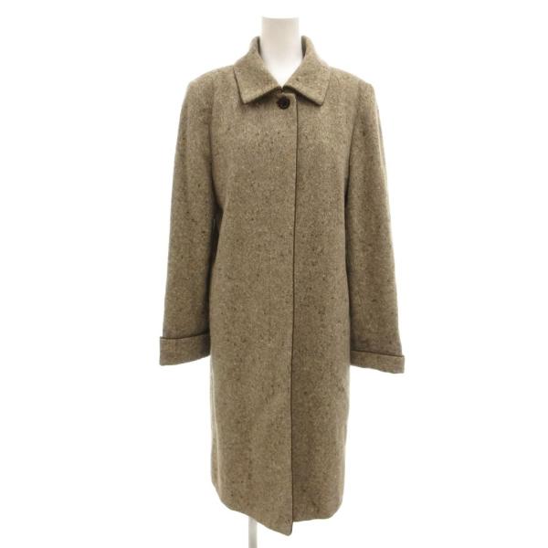 ASCOT 美品 ステンカラーコート 11 茶 ブラウン カラーネップ ウール アンゴラ混 /NL ■ECF007 レディース