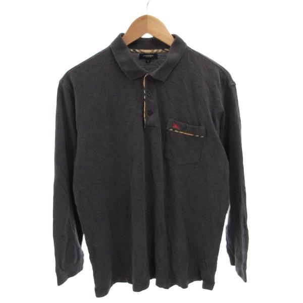 バーバリー ロンドン BURBERRY LONDON 長袖ポロシャツ L ダークグレー
