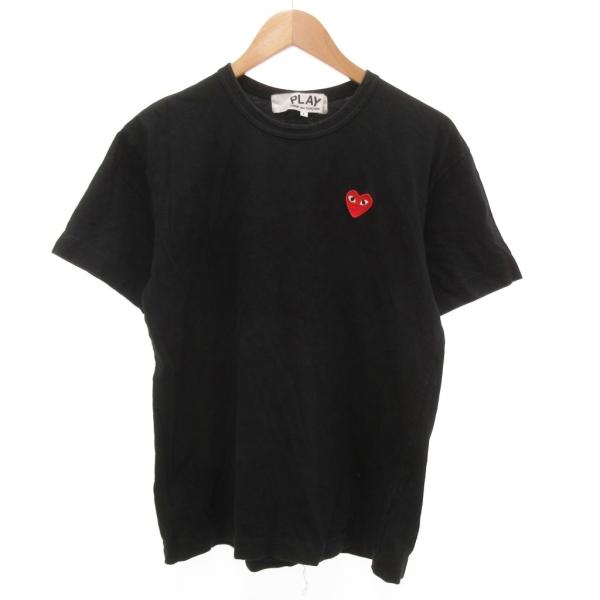 プレイコムデギャルソン PLAY COMME des GARCONS Tシャツ 半袖 ハートロゴ ワンポイント L 黒 ブラック /JS ■ECG007 メンズ
