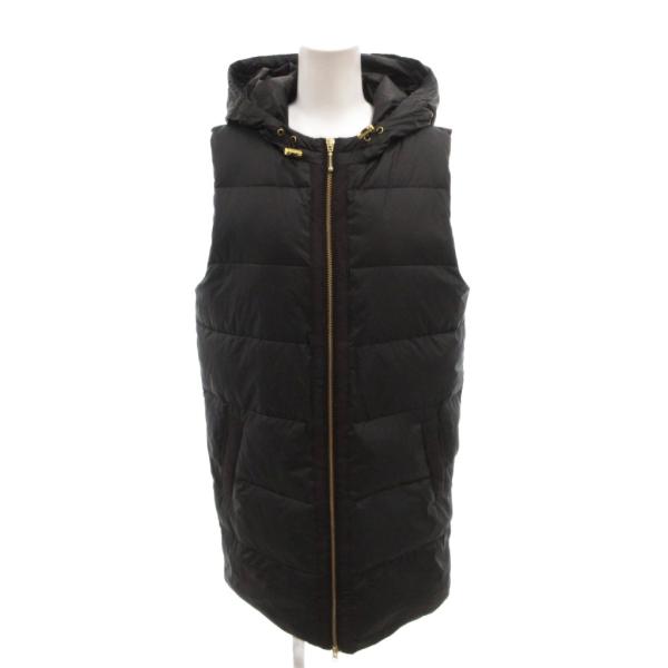 バックナンバー BACK NUMBER 美品 ダウンベスト L 黒 ブラック ノースリーブ フード付き 無地 /TL ■ECF007 レディース
