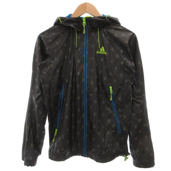 アディダス adidas マウンテンパーカー XS 黒 ブラック 総柄 フード /SC ■ECF008 メンズ