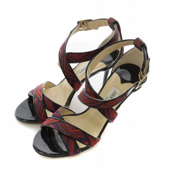 ☆ジミーチュウ JIMMY CHOO エナメル サンダル ブラック ジミーチュウ JIMMY CHOO サンダル パンプス エナメル オープン