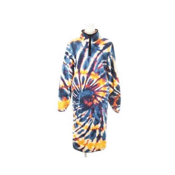 【中古】ステューシー ワンピース フリース ミモレ ロング 長袖 スタンドカラー ハーフジップ タイダイ 総柄 S 黄 STUSSY（ステューシー） ワンピース フリース ミモレ ロング 長袖
