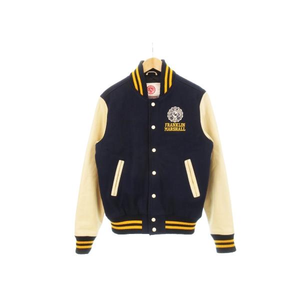 FRANKLIN&MARSHALL　スタジャン　ブルゾン　メンズ FRANKLIN&MARSHALL スタジャン ジャケット レザー切替 本革 羊革 刺繍
