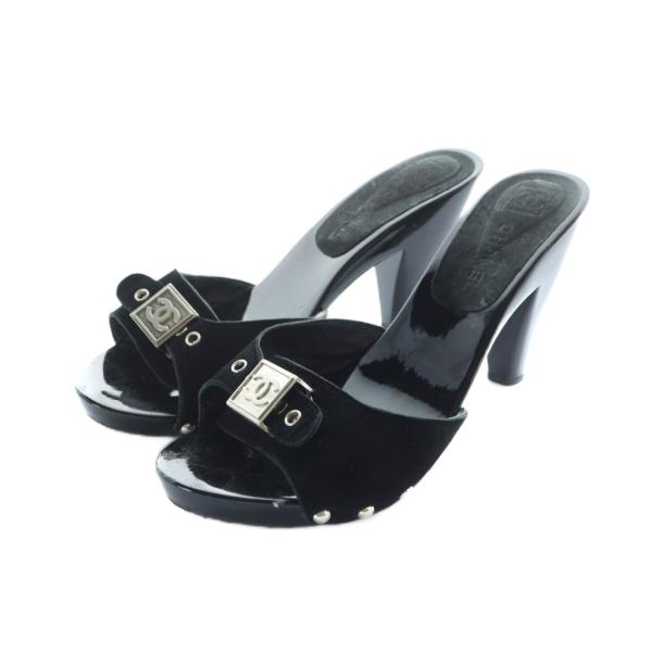 シャネル　ミュール　サンダル　ココマーク　36.5 黒 シャネル ミュール サンダル ココマーク 36.5 黒 シャネル ミュール