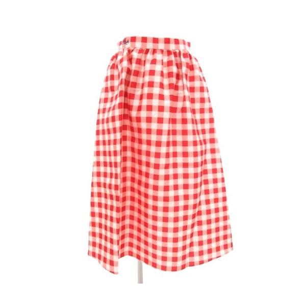 【中古】未使用品 マルディメクルディ Mardi Mercredi ボリューム マキシ ロング スカート ギンガムチェック M 赤 未使用品 マルディメクルディ Mardi Mercredi タグ付き ボリューム