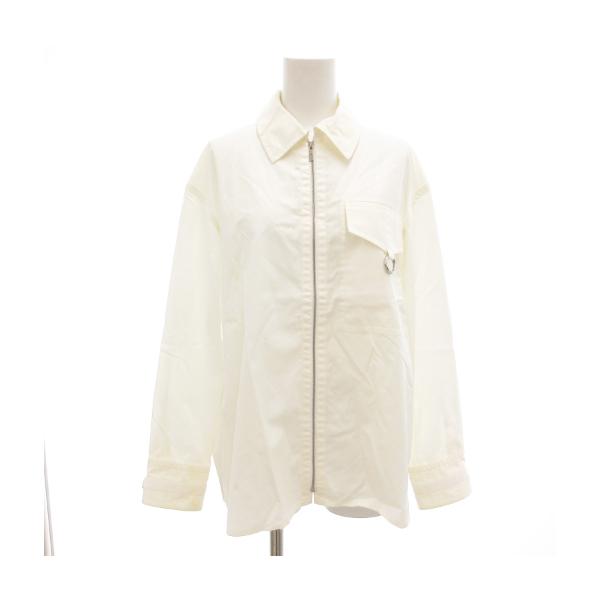 【中古】エルメス HERMES 23SS コットン ジップアップ セリエボタン シャツ ブラウス シルバー色金具 長袖 34 白 HERMES（エルメス） HERMES 23SS コットン ジップアップ セリエボタン