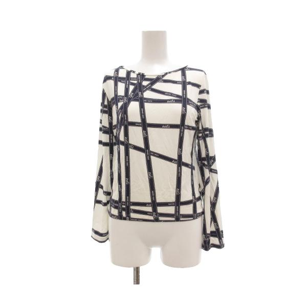 美品★希少★エルメス マルジェラ期　長袖Tシャツ リボン柄 ボルデュック柄　伸縮 HERMES エルメス ボルデュック柄 長袖Tシャツ リボン マルジェラ