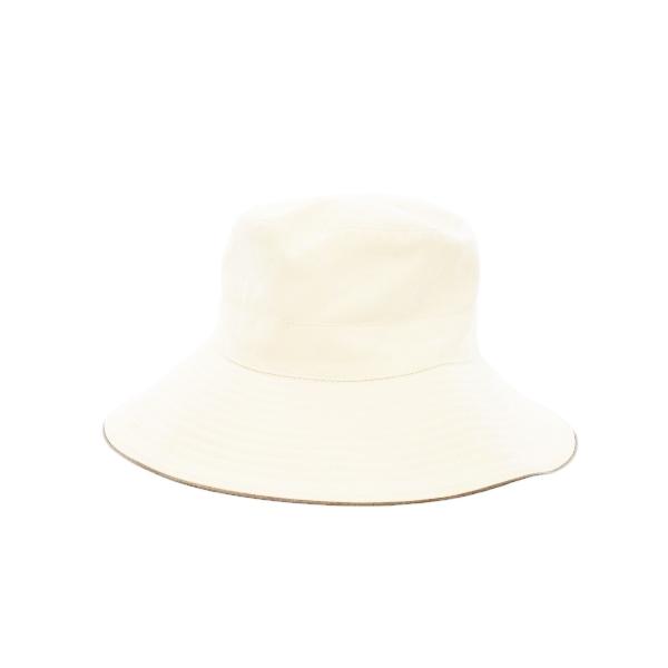 【中古】エルメス HERMES 帽子 バケットハット レザーパイピング 57 ベージュ /AH6 ■GY19 レディース HERMES（エルメス） 帽子 バケットハット レザーパイピング 57