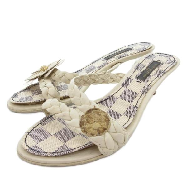 【中古】ルイヴィトン LOUIS VUITTON サンダル ダミエ フラワーモチーフ 35 白 ホワイト /JS ■GY19 レディース LOUIS VUITTON（ルイ・ヴィトン） サンダル ダミエ フラワーモチーフ