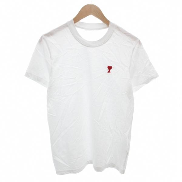 【中古】アミパリス AMI PARIS Tシャツ カットソー ロゴ 刺繍 半袖 クルーネック 白 ホワイト /AE ■GY19 アミパリス AMI PARIS Tシャツ カットソー ロゴ 刺繍 半袖 クルー