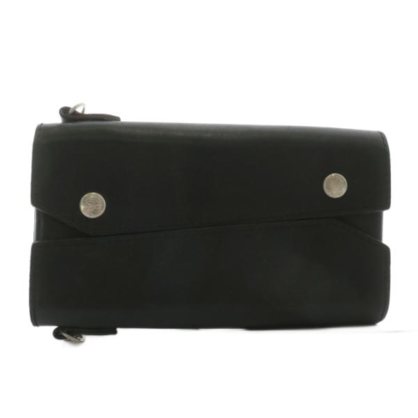 リュウ Ryu ショルダーウォレット 長財布 二つ折り レザー ロゴ 黒