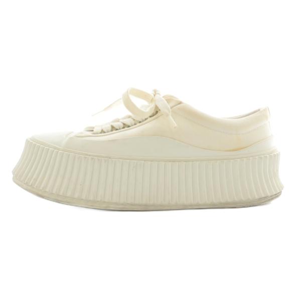 【中古】JIL SANDER スニーカー キャンバス 厚底 プラットフォーム ローカット 35 22cm 白 J15WS0002 P4868 ジルサンダー JIL SANDER スニーカー キャンバス 厚底