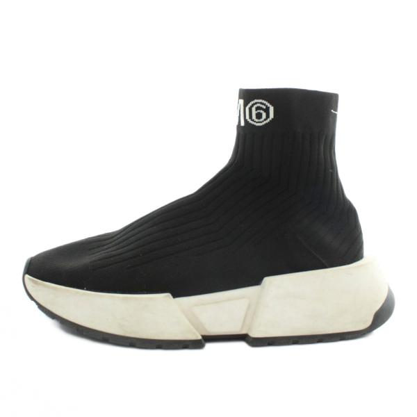 【中古】エムエムシックス メゾンマルジェラ MM6 Maison Margiela ソックススニーカー ニット ロゴ 黒 S59SW0066 エムエムシックス メゾンマルジェラ MM6 Maison Margiela ソックス