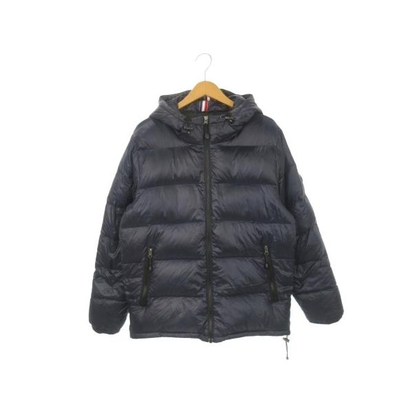 【中古】シナコバ SINA COVA ダウンジャケット ロゴワッペン フーディー 紺 ネイビー /AH15 ■GY44 メンズ シナコバ SINA COVA ダウンジャケット ロゴワッペン フーディー 紺