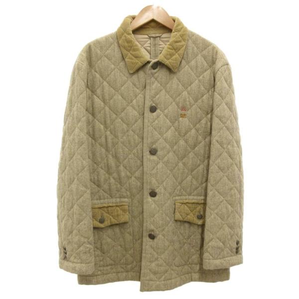 パパス Papas キルティング中綿ジャケット ブルゾン リネン混 シルク混