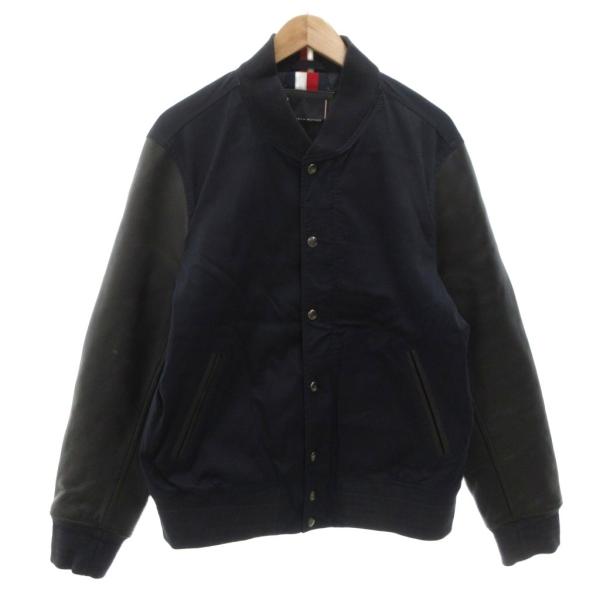 u*2様 【美品】トミーヒルフィガー レザースタジャン ネイビー 本革 ブルゾン vectorpremium_165-402512220055
