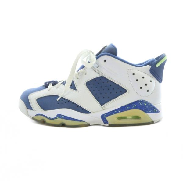 ナイキ NIKE 304401-106 AIR JORDAN 6 RETRO LOW SEAHAWKS スニーカー シューズ 靴 ロゴ レザー 26cm 白 ホワイト 青 ブルー ■GY99