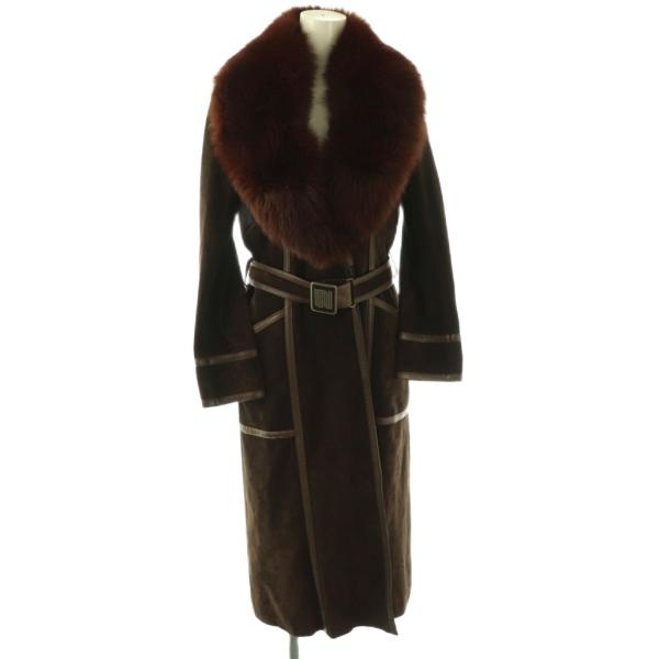イタリア製maxmara日本店　高級ファー素材 スカート 茶系　未使用近美品 Max Mara（マックスマーラ） MAX MARA suncy スエード レザー コート