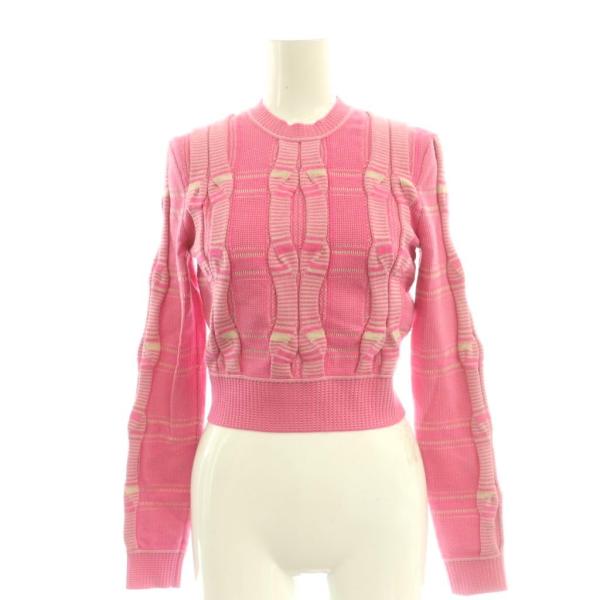 フェンディ FENDI ニット クロップド ジャガード 38 ピンク ■GY19 /SY ■OS レディース