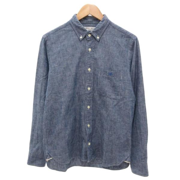 FINDERS KEEPERS シャンブレーシャツ 長袖 ボタンダウン M インディゴブルー /JS ■GY12 メンズ