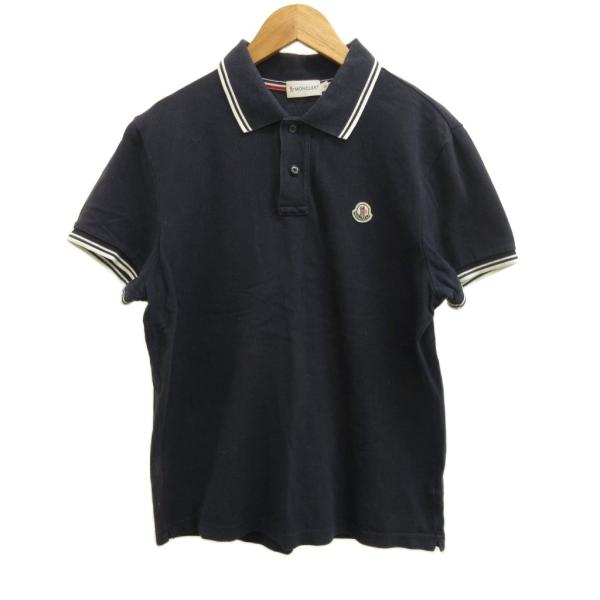 MONCLER（モンクレール） ポロシャツ S ネイビー 紺 ロゴワッペン 襟