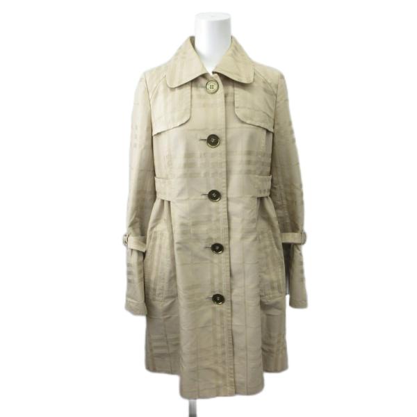 バーバリーブルーレーベル BURBERRY BLUE LABEL トレンチコート 38 ベージュ チェック柄 フレアスリーブ ビッグボタン 金ボタン