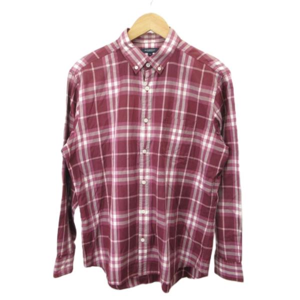 美品★BURBERRY LONDON メガチェック 長袖シャツ パープル 総柄 バーバリー ロンドン BURBERRY LONDON 長袖チェックシャツ シャツ L