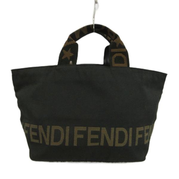 フェンディ FENDI ヴィンテージ ミニトートバッグ ハンドバッグ ナイロン ロゴ 黒 ブラック /XZ ■GY04 レディース