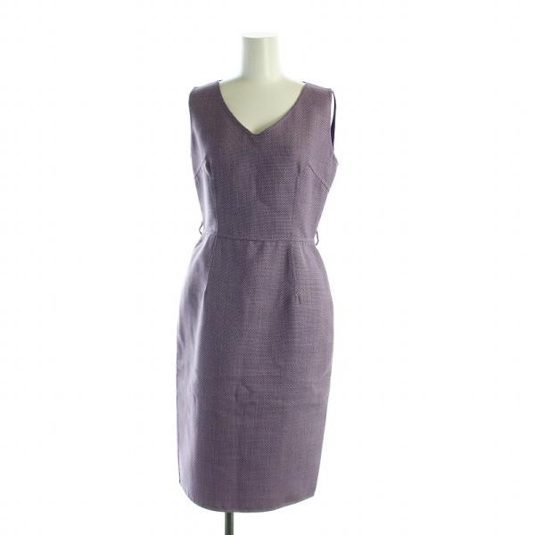 Christian Dior Vネックツイードシルク100%膝丈ワンピース36S Christian Dior（クリスチャン・ディオール） ノースリーブワンピース