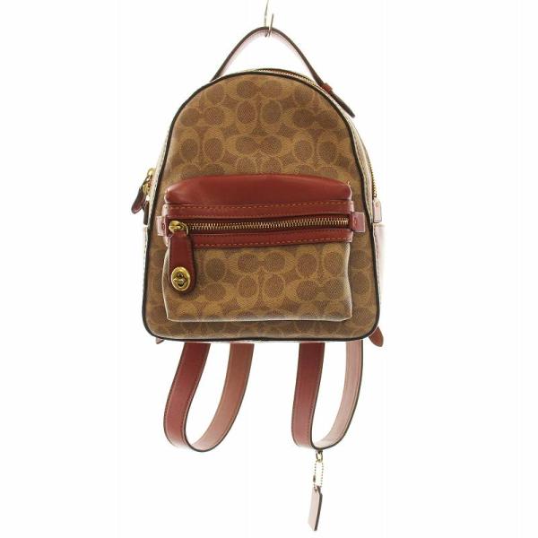 コーチ　シグネチャー　リュック　バックパック　ロゴ　ブラウン　PVCレザー COACH コーチ リュックサック シグネチャー PVC×レザー ブラウン