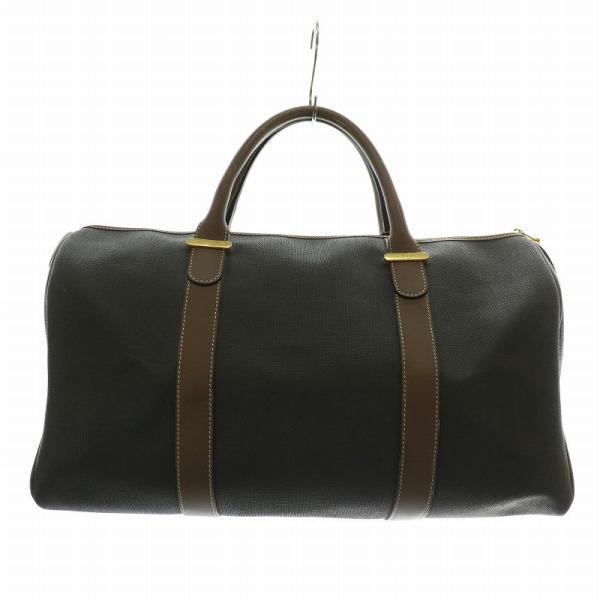 ダンヒルdunhillボストンバッグ／ダークブラウン✕ブラウン✕ゴールド dunhill ダンヒル ボストンバッグ ハンド PVC レザー