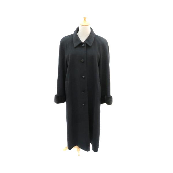 ROMAN hi-fashion ウール×カシミヤ ミンクファー付 ロングコート ローマン ハイファッション ROMAN hi-fashion カシミヤ100