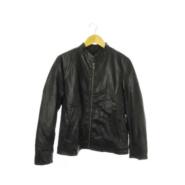 ナノユニバース ブラックレザー シングルライダースジャケット フェイク レザー シングル ライダース ジャケット
